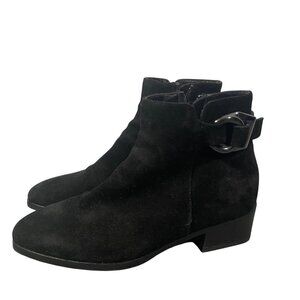 Aquatalia Faria weatherproof black suede ankle boots squared almond toe 6.5